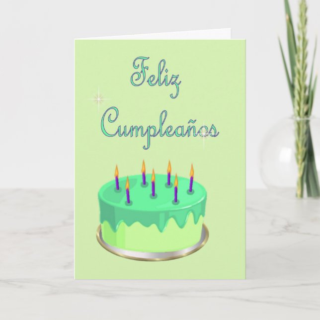 Tarjeta Cumpleaños español de Feliz Cumpleaños con la (Anverso)