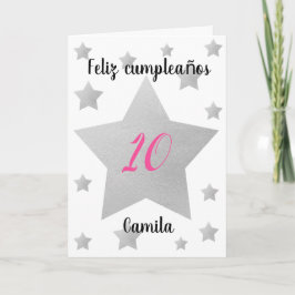 Tarjeta Cumpleaños español de Silver Stars Chica