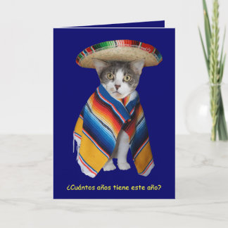 Tarjeta Cumpleaños español divertido del gato/del gatito
