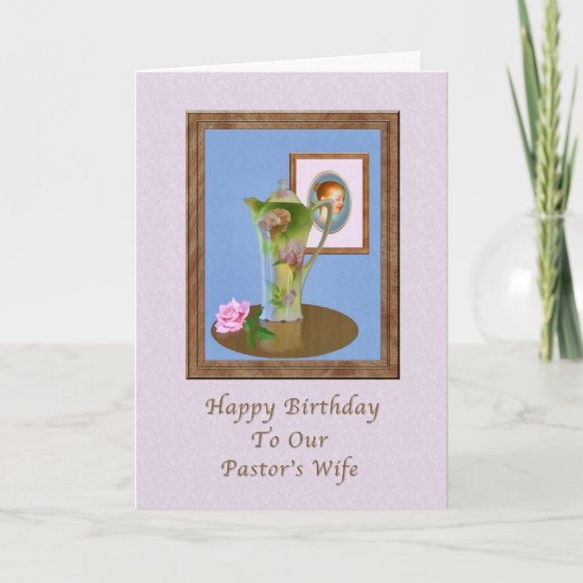 Tarjeta Cumpleaños, esposa del pastor, vida quieta, cántic (Anverso)