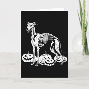 Tarjeta Cumpleaños Esqueleto Whippet Halloween Perro Hombr