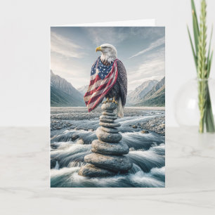 Tarjeta Cumpleaños Estados Unidos Bald Eagle En Cairn