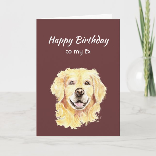 Tarjeta Cumpleaños ex marido, pareja, perro Golden Retriev (Anverso)