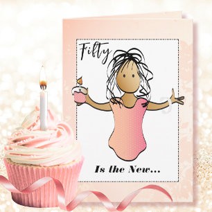 Tarjeta Cumpleaños fabuloso número 50 femenino caricatura