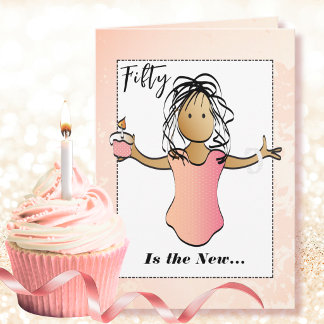 Tarjeta Cumpleaños fabuloso número 50 femenino caricatura