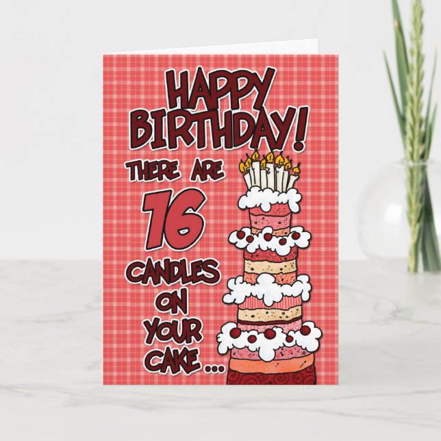 Tarjeta Cumpleaños feliz - 16 años (Anverso)