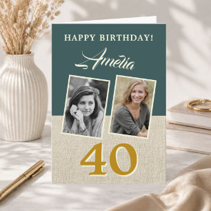 Tarjeta Cumpleaños Feliz 40 Rustico 2 Fotos