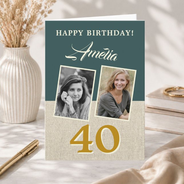 Tarjeta Cumpleaños Feliz 40 Rustico 2 Fotos (Subido por el creador)