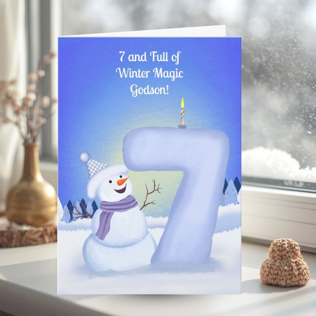 Tarjeta Cumpleaños Feliz 7 Padrino Muñeco de Nieve  (Subido por el creador)