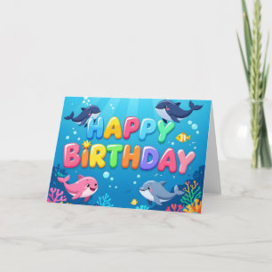 Tarjeta Cumpleaños feliz adorable delfín náutico