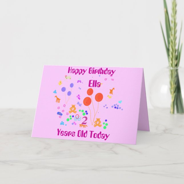 Tarjeta Cumpleaños feliz Añadir nombre a 2 años (Anverso)