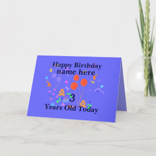 Tarjeta Cumpleaños feliz Añadir nombre a 3 años
