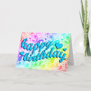 Tarjeta cumpleaños feliz : arcoiris paisley :