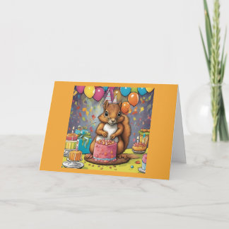 Tarjeta Cumpleaños feliz ardilla bebé caprichosa