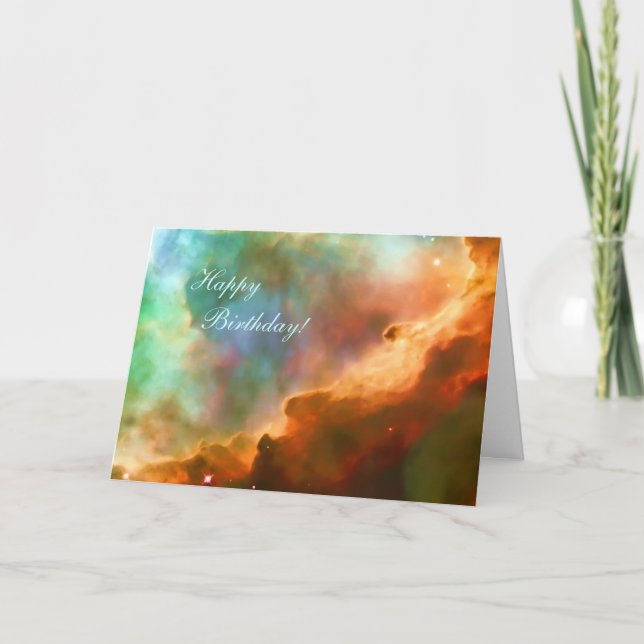Tarjeta Cumpleaños feliz - área ampliada de la Omega Nebul (Anverso)