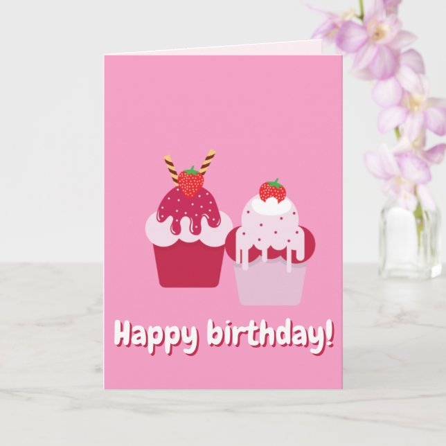 Tarjeta Cumpleaños feliz - Ataques de fresa rosada (Orquídea)