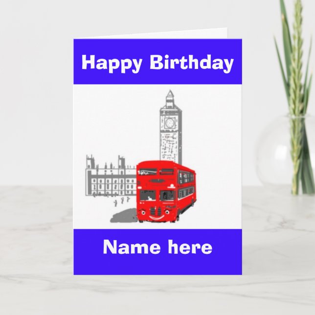 Tarjeta Cumpleaños feliz, Autobús Sonriente Londres agrega (Anverso)