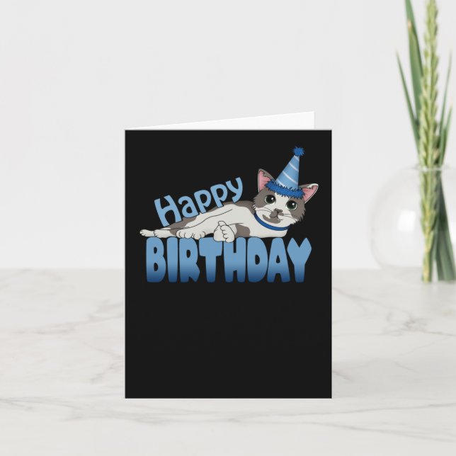 Tarjeta Cumpleaños feliz - Azul (Anverso)