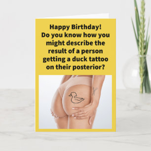 Tarjeta Cumpleaños Feliz Bromas Chistes Trasero Graznido D