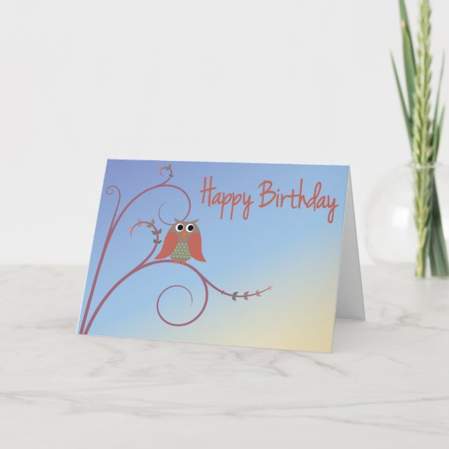 Tarjeta Cumpleaños feliz - Búho (Anverso)