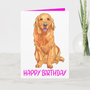 Tarjeta Cumpleaños Feliz Cachorro Perro Retriever Dorado