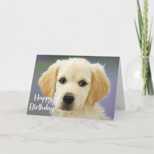 Tarjeta Cumpleaños Feliz Cachorro Perro Retriever Dorado