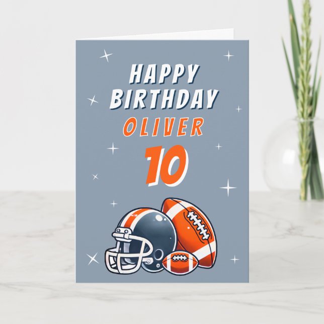 Tarjeta Cumpleaños Feliz Casco de Fútbol Cartoon (Anverso)