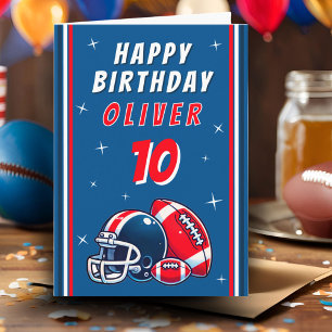 Tarjeta Cumpleaños Feliz Casco Pelota Fútbol Dibujos Anima