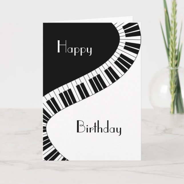 Tarjeta Cumpleaños feliz - Claves de piano curvadas ondula (Anverso)