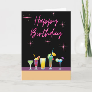 Tarjeta Cumpleaños feliz - Cócteles