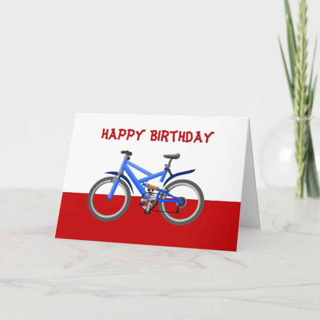 Tarjeta Cumpleaños feliz con bicicleta de bicicleta (Anverso)