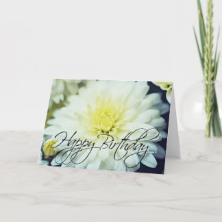 Tarjeta Cumpleaños feliz con crisantemo texturizado