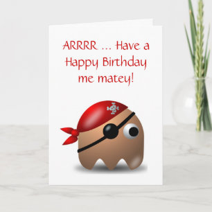 Tarjeta Cumpleaños feliz con parche para piratas y ojos