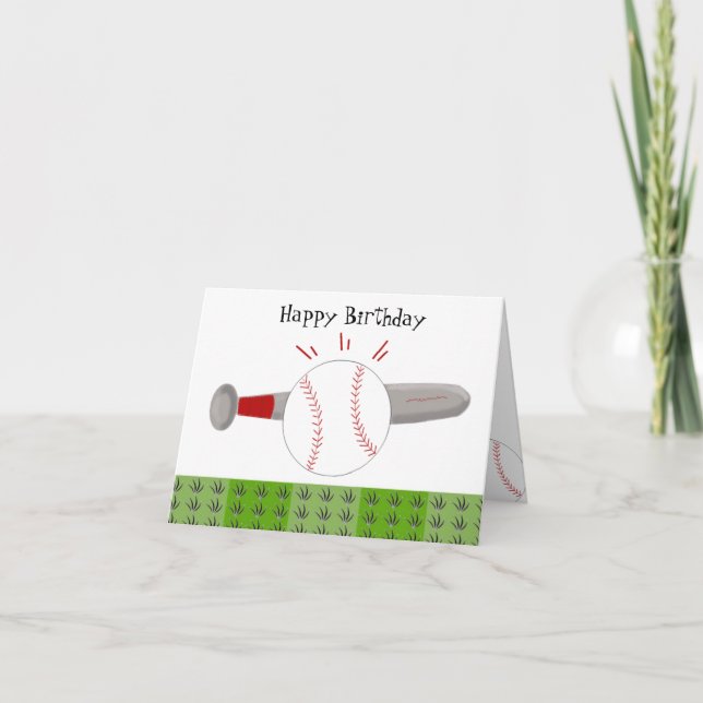 Tarjeta Cumpleaños Feliz con Pelota y Bate (Anverso)