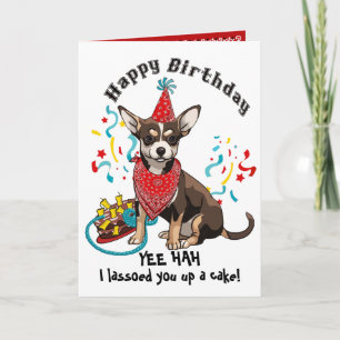 Tarjeta Cumpleaños feliz con perro chihuahua en Bandana ro