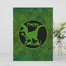 Tarjeta ¡Cumpleaños Feliz con Piel de Dinosaurio Verde! 