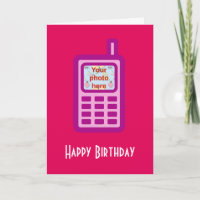 Cumpleaños feliz con teléfono celular rosa agregar