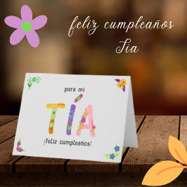 Tarjeta Cumpleaños Feliz con Tía Letras magníficas cumplea