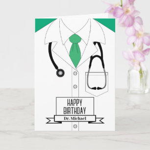 Tarjeta Cumpleaños feliz con Uniforme médico