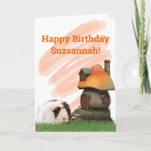 Tarjeta Cumpleaños Feliz Conejillo de Indias Casa Hongo
