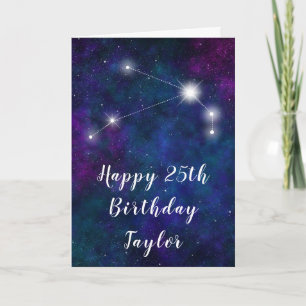 Tarjeta Cumpleaños Feliz Constelación Zodiacal de Aries