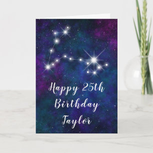 Tarjeta Cumpleaños Feliz Constelación Zodiaco Piscis
