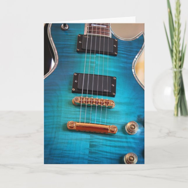 Tarjeta Cumpleaños feliz - Cuerpo de guitarra azul (Anverso)