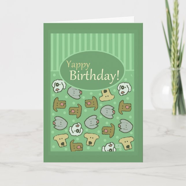 Tarjeta Cumpleaños, Feliz Cumpleaños, Perro, Yappy, lindo (Anverso)