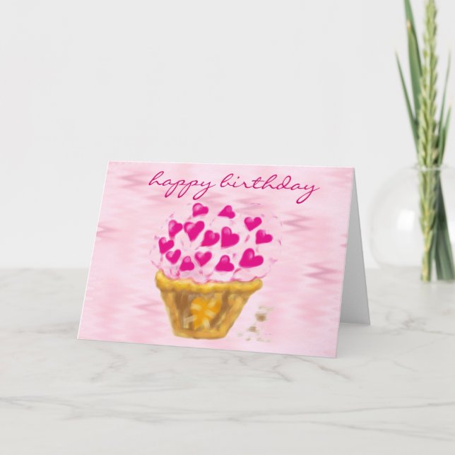 Tarjeta cumpleaños feliz : cupcake gigante : cartas (Anverso)