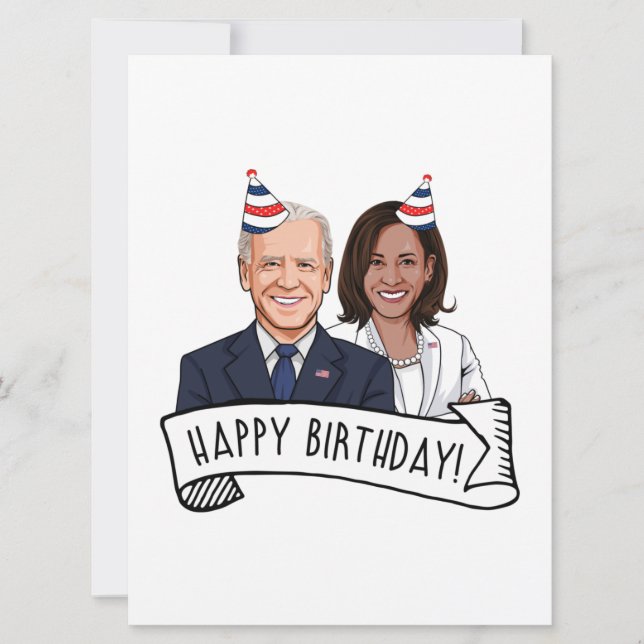 Tarjeta Cumpleaños feliz de Biden Harris (Anverso)