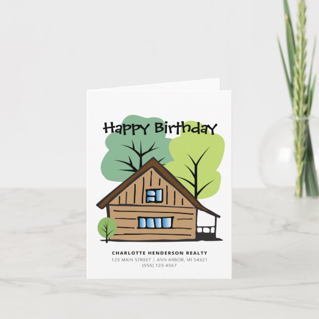 Tarjeta Cumpleaños Feliz de Cliente Inmobiliario Recogido  (Anverso)