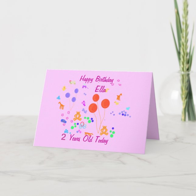 Tarjeta Cumpleaños feliz de dos años (Anverso)
