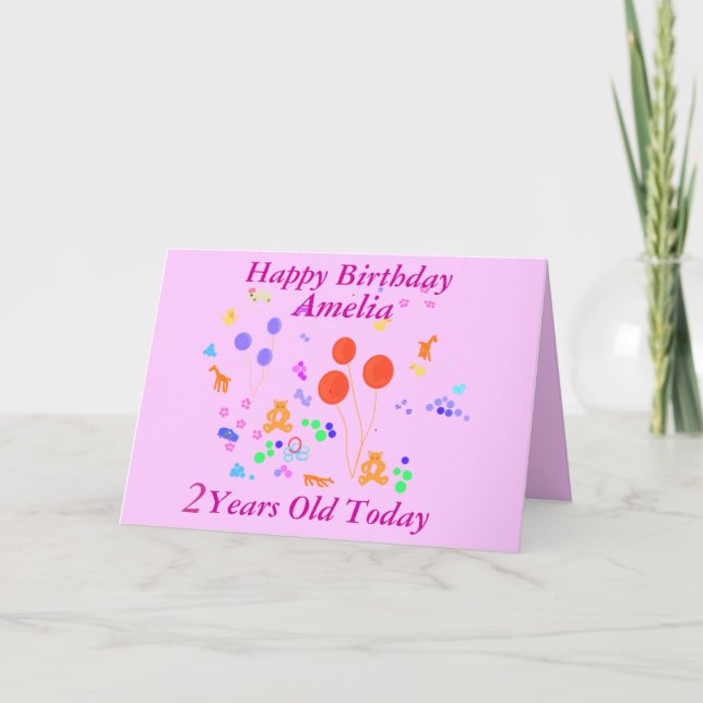 Tarjeta Cumpleaños feliz de dos años (Anverso)