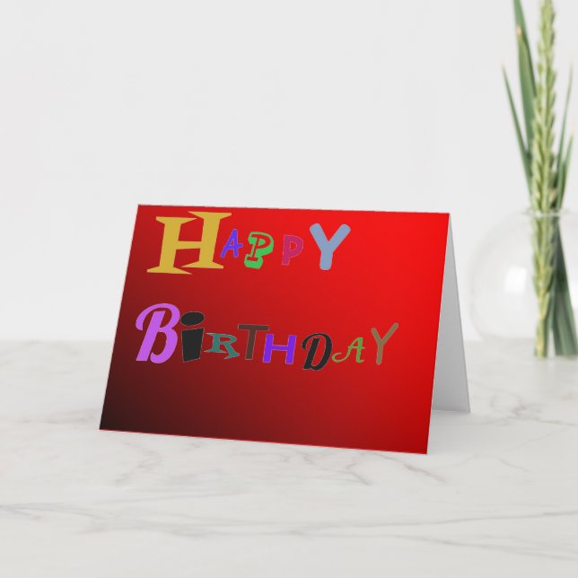 Tarjeta Cumpleaños Feliz de Dos Tonos Rojos (Anverso)